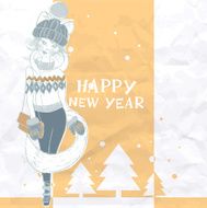 Fashion Girl in a Sweater Christmas Background