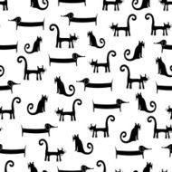 Seamless pattern with funny cats and dogs N2