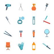 Hairdresser icon set flat