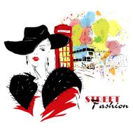 Fashion girl in sketch-style N15