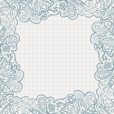 Ball pen floral frame on checked paper