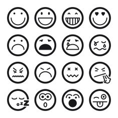 Smiley flat icons Black
