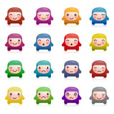 Cute Kawaii Emoticon Character Set