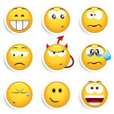 Set of nine smileys