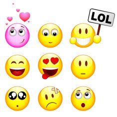 Set of nine smileys N2