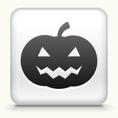 Square Button with Halloween Pumpking Face