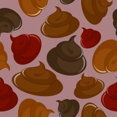 Shit seamless pattern Vector Brown background