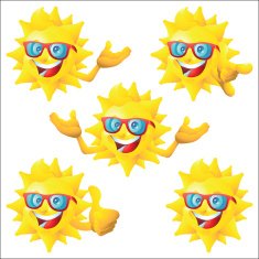 Sun cartoon character blue sunglasses set