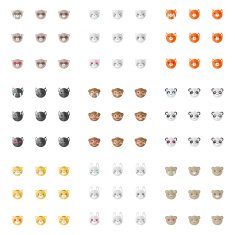Vector minimalistic flat animal emoticons collection Nine emoji heads Cat