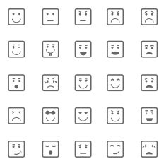 Square face icons on white background
