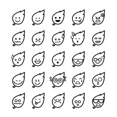 Collection of difference emoticon icon leaf on the white N2
