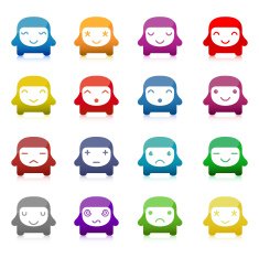 Cute Vector Emoticon Character Set
