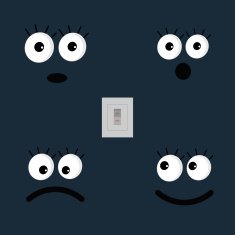 Set of cute funny face emotions and tumbler light swith