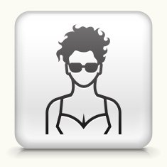 Square Button with Woman Face