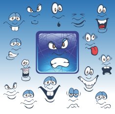 Faces on a Shiny Square Network Icon