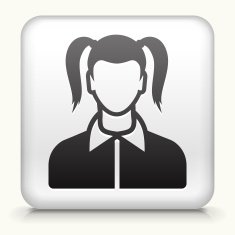 Square Button with Girl Face N2
