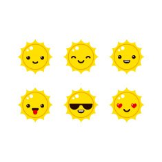 Cartoon sun emoticons