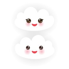 Kawaii white clouds with pink cheeks winking eyes background