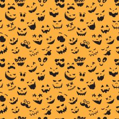 Seamless pattern Of Vintage Happy Halloween flat emotocons