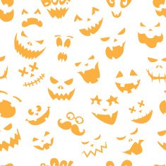 Seamless pattern Of Vintage Happy Halloween flat emotocons N2