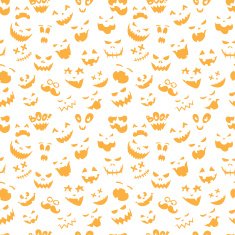 Seamless pattern Of Vintage Happy Halloween flat emotocons N3