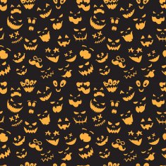 Seamless pattern Of Vintage Happy Halloween flat emotocons N5