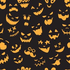 Seamless pattern Of Vintage Happy Halloween flat emotocons N6