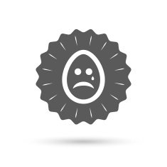 Sad egg face with tear sign icon Crying symbol