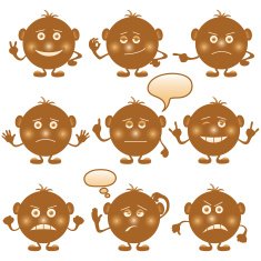 Smilies brown round characters set