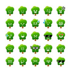 Collection of difference emoticon icon Tree cartoon