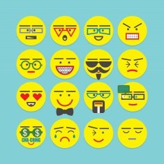 Cute colorful conceptual yellow character faces icons