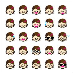 Collection of difference emoticon icon girl cartoon