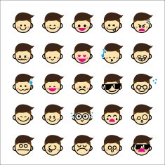 Collection of difference emoticon icon boy cartoon