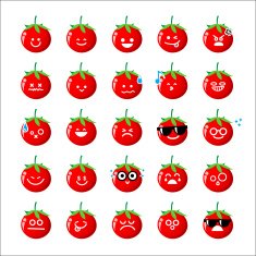 Collection of difference emoticon icon tomato cartoon on the