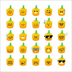 Collection of difference emoticon icon Bell pepper cartoon on