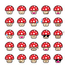 Collection of difference emoticon icon mushroom cartoon