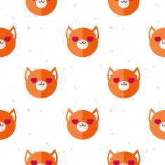 Vector flat cartoon fox in love seamless pattern Animal background