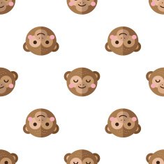 Vector flat cartoon monkey seamless pattern Chimps background