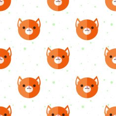 Vector flat cartoon fox heads seamless pattern Animal background N2