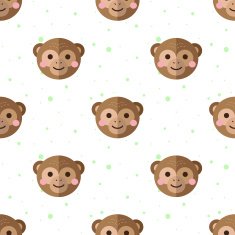 Vector flat cartoon monkey seamless pattern Chimps background N2