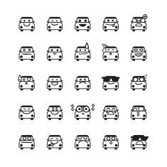 Collection of difference emoticon icon car on the white N2