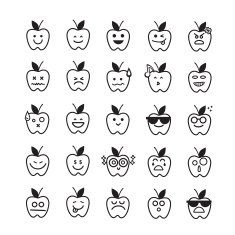 Collection of difference emoticon icon apple on the white N2