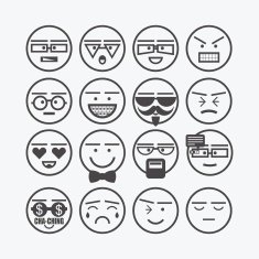 Cute line conceptual emoticons icon set