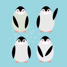 Funny penguins on blue background Vector N2