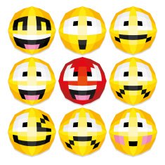 Set Of Cute Cartoon Polygonal Faces Isolated N3
