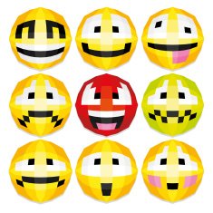 Set Of Cute Cartoon Polygonal Faces Isolated N5
