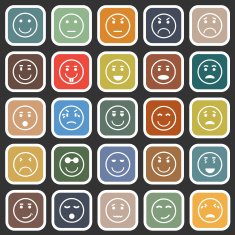 Circle face flat icons on balck background