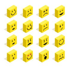 Flat isometric Emoticons set illustration