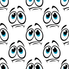 Comics faces with sad eyes seamless pattern