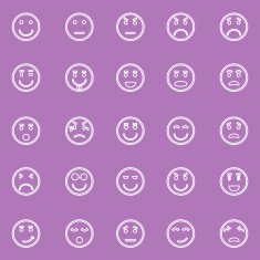 Circle face line icons on violet background